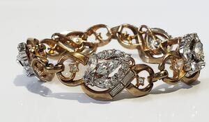 Vintage Trifari Alfred Philippe Halo Collection Gold Tone Rhinestone Bracelet